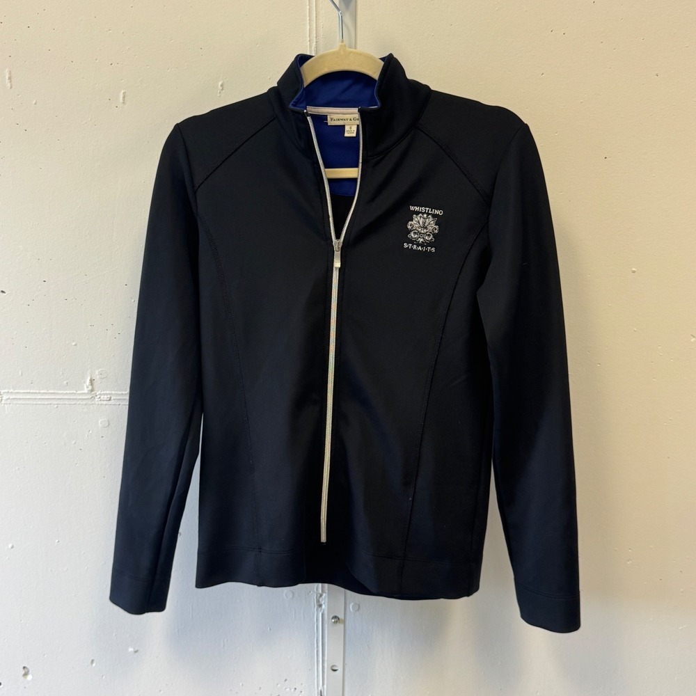 Fairway & Greene Womens Whistling Straits Golf Jacket Black Full Zip Small